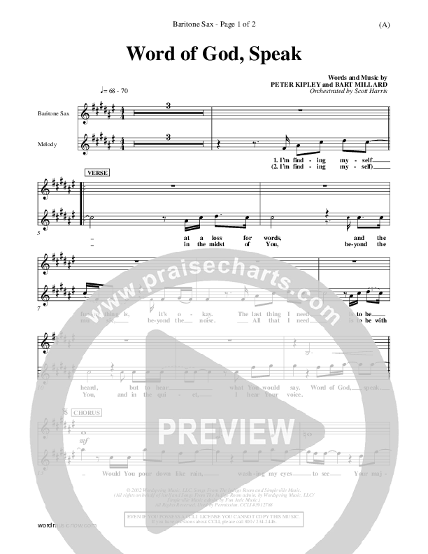 Word Of God Speak Bari Sax (Bart Millard)