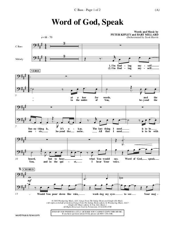 Word Of God Speak Contrabass (Bart Millard)