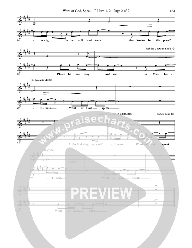 Word Of God Speak French Horn 1/2 (Bart Millard)