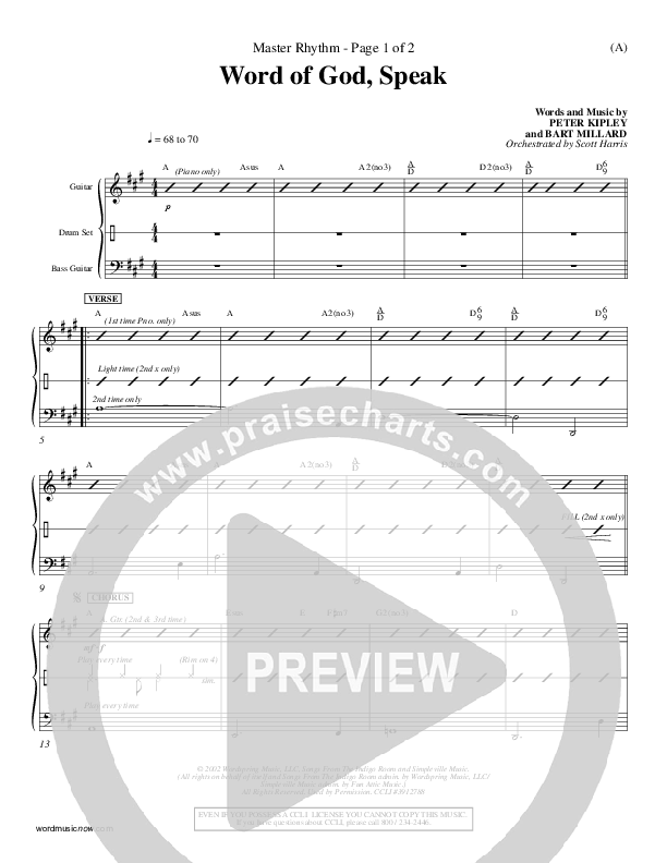 Word Of God Speak Rhythm Chart (Bart Millard)