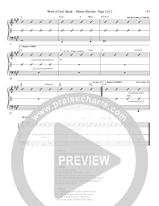 Word Of God Speak Rhythm Chart (Bart Millard)