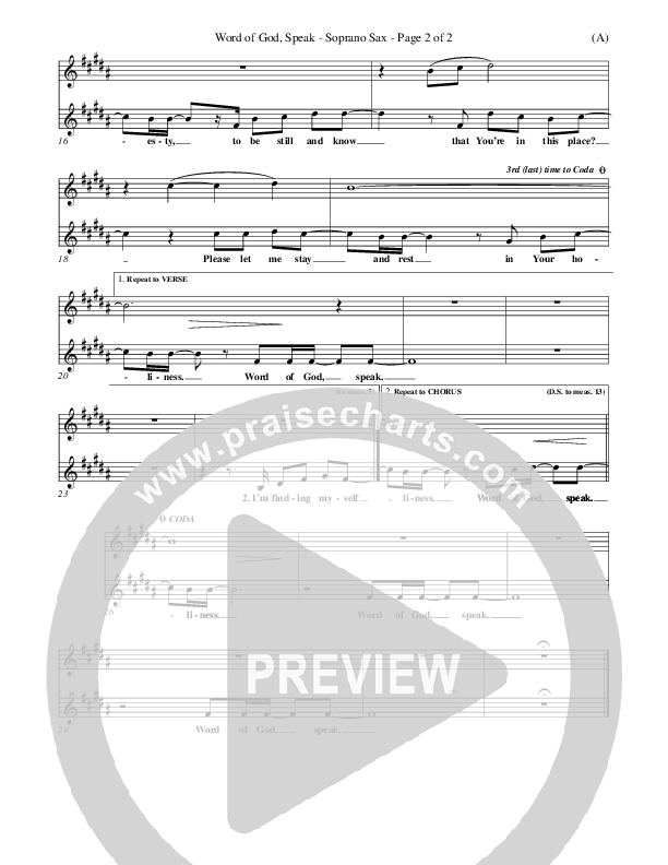 Word Of God Speak Soprano Sax (Bart Millard)