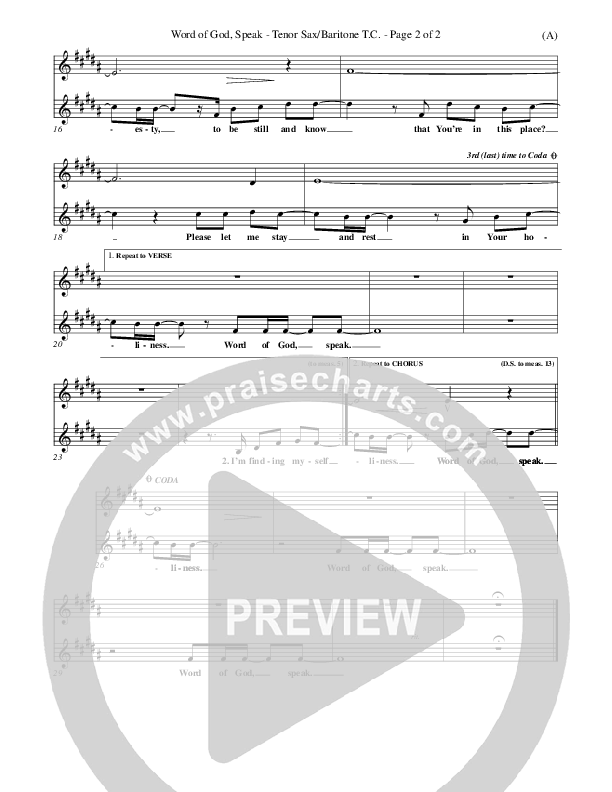 Word Of God Speak Tenor Sax/Baritone T.C. (Bart Millard)