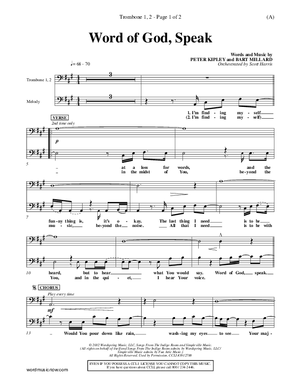 Word Of God Speak Trombone 1/2 (Bart Millard)