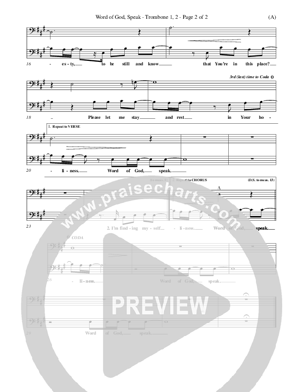 Word Of God Speak Trombone 1/2 (Bart Millard)