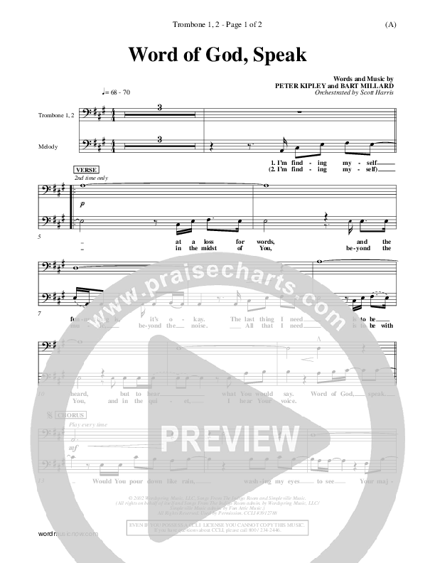 Word Of God Speak Trombone 1/2 (Bart Millard)