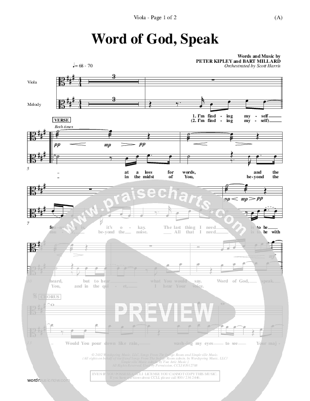 Word Of God Speak Viola (Bart Millard)