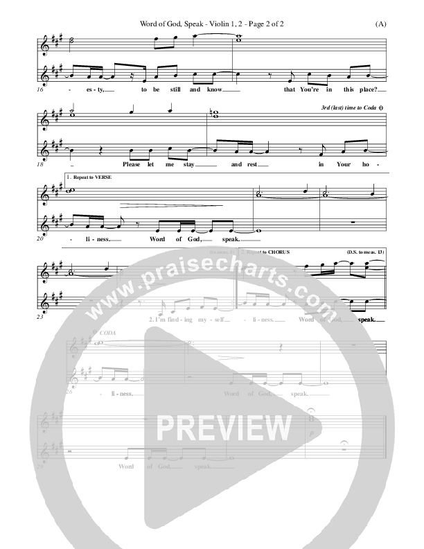 Word Of God Speak Violin 1/2 (Bart Millard)