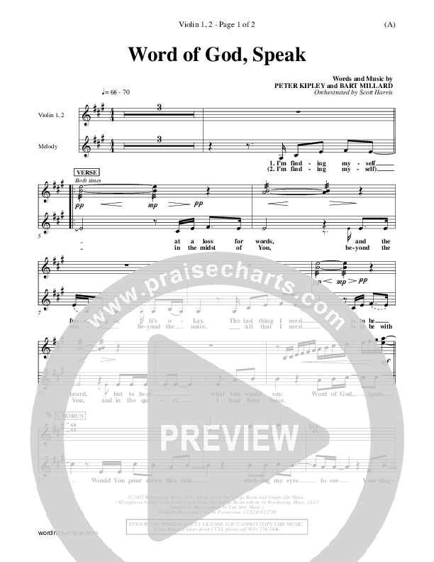 Word Of God Speak Violin 1/2 (Bart Millard)
