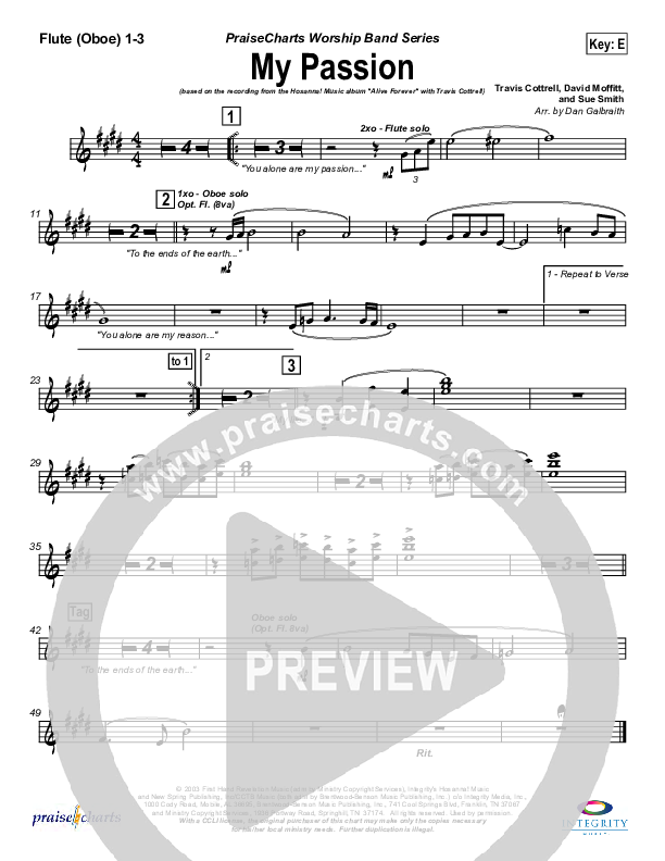 My Passion Flute/Oboe 1/2/3 (Travis Cottrell)