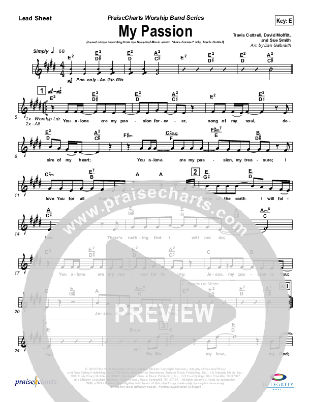 My Passion Lead Sheet (Travis Cottrell)
