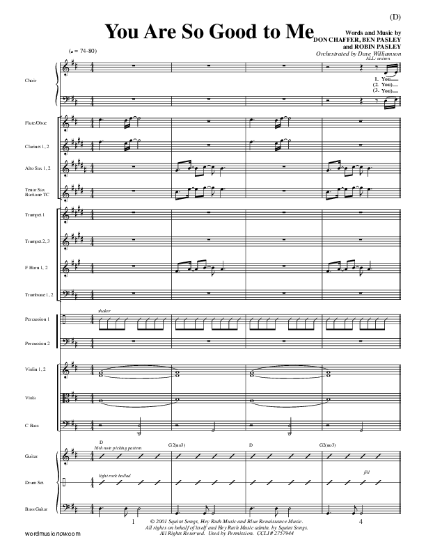 You Are So Good To Me Conductor's Score ()