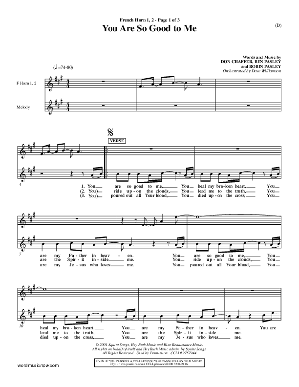 You Are So Good To Me French Horn 1/2 ()