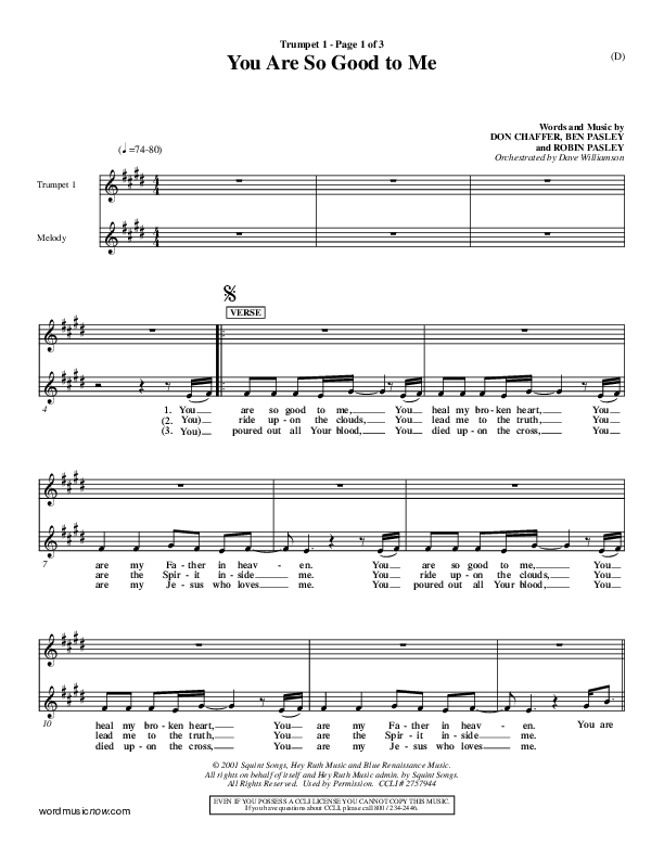You Are So Good To Me Trumpet 1 ()