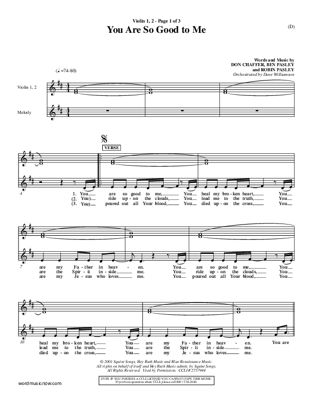 You Are So Good To Me Violin 1/2 ()