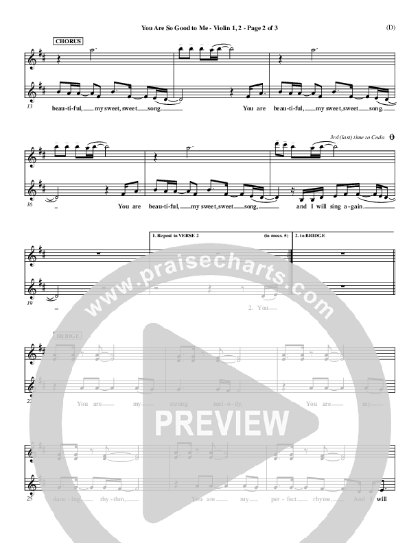 You Are So Good To Me Violin 1/2 ()