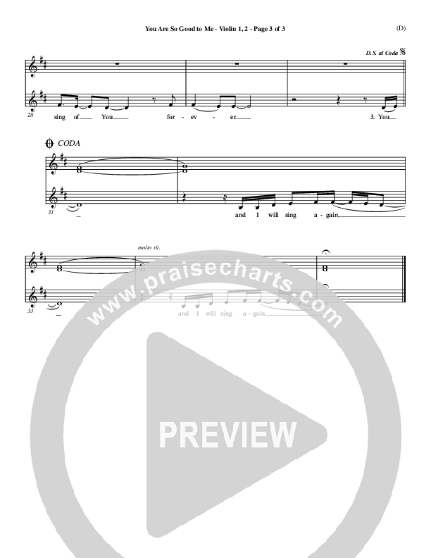 You Are So Good To Me Violin 1/2 ()