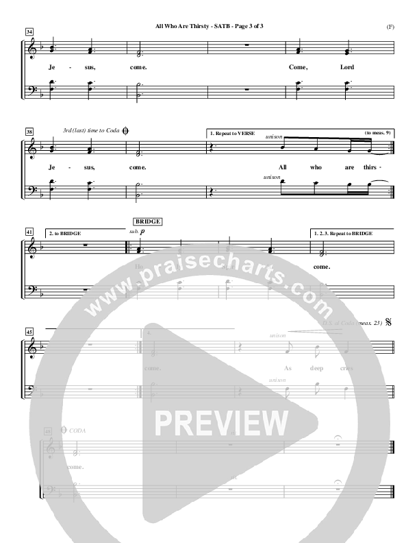 All Who Are Thirsty Choir Vocals (SATB) (Brenton Brown)