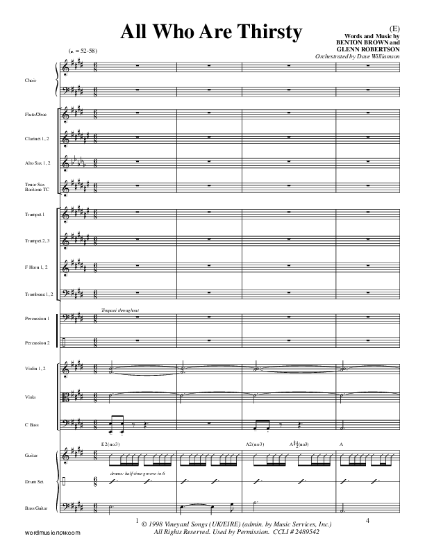 All Who Are Thirsty Conductor's Score (Brenton Brown)