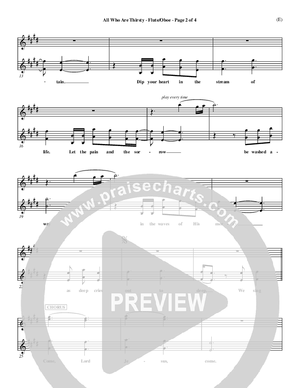 All Who Are Thirsty Flute/Oboe (Brenton Brown)