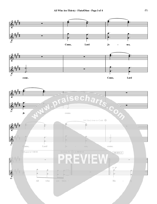 All Who Are Thirsty Flute/Oboe (Brenton Brown)