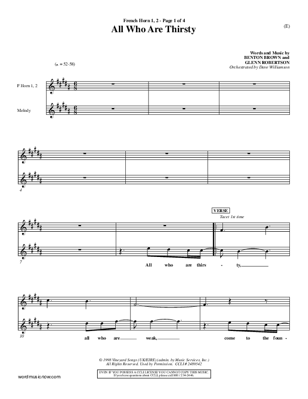 All Who Are Thirsty French Horn 1/2 (Brenton Brown)