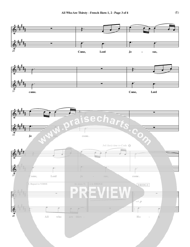 All Who Are Thirsty French Horn 1/2 (Brenton Brown)