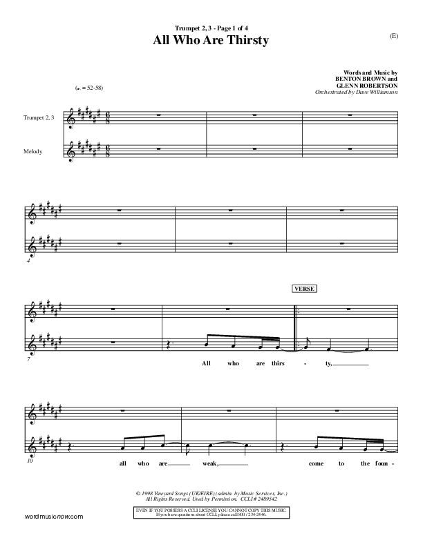 All Who Are Thirsty Trumpet 2/3 (Brenton Brown)