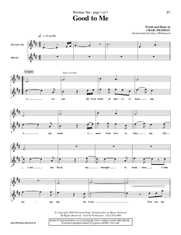 Good To Me Bari Sax (Craig Musseau)