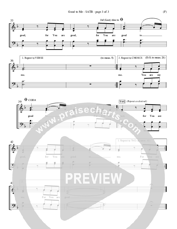 Good To Me Choir Sheet (SATB) (Craig Musseau)