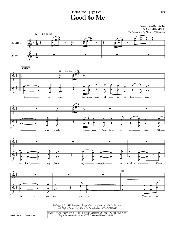 Good To Me Flute/Oboe (Craig Musseau)