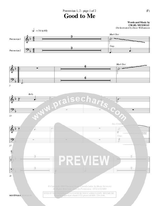 Good To Me Percussion 1/2 (Craig Musseau)