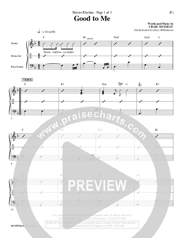 Good To Me Rhythm Chart (Craig Musseau)