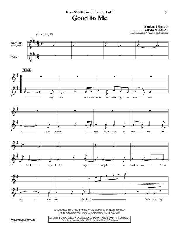 Good To Me Tenor Sax/Baritone T.C. (Craig Musseau)