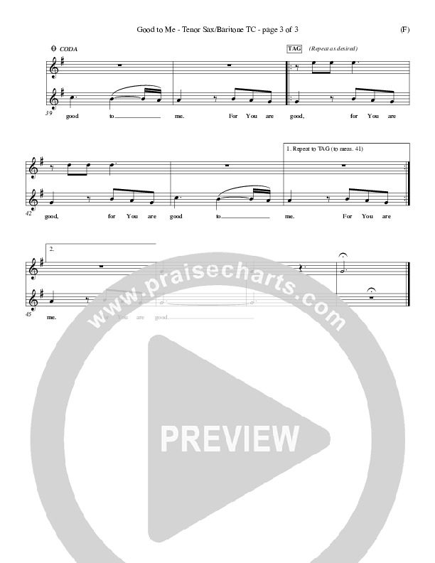 Good To Me Tenor Sax/Baritone T.C. (Craig Musseau)