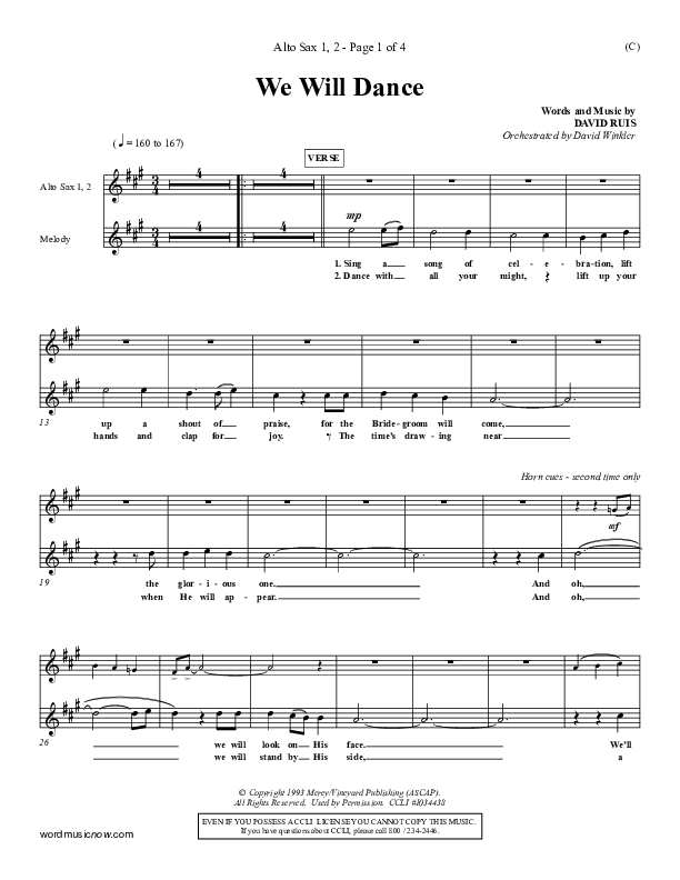 We Will Dance Alto Sax 1/2 (David Ruis)