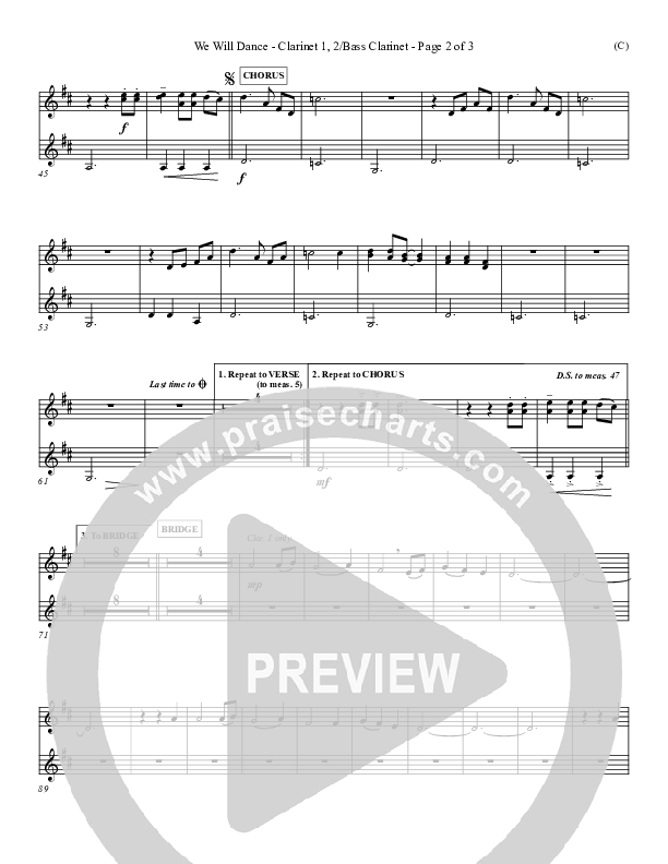 We Will Dance Clarinet 1/2, Bass Clarinet (David Ruis)