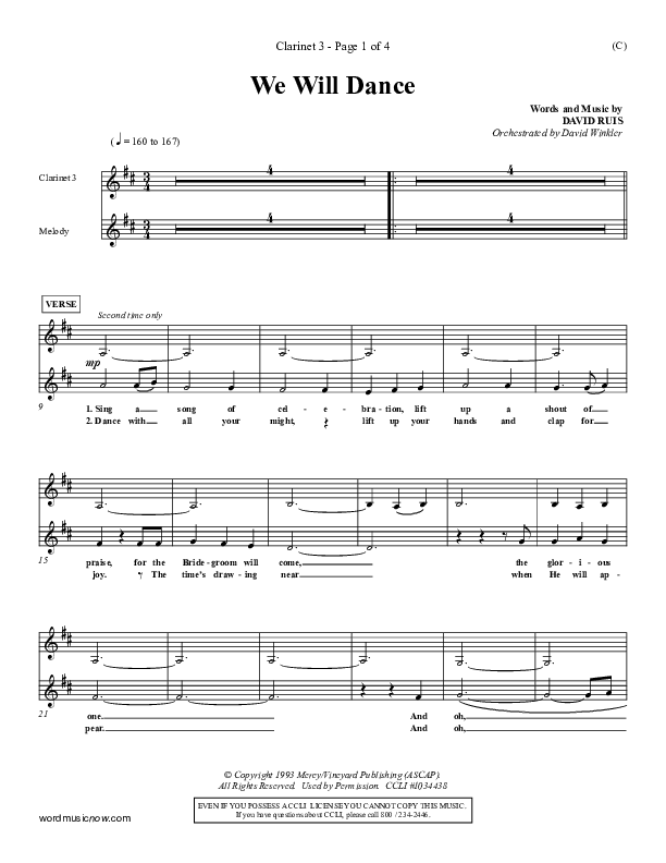 We Will Dance Clarinet 3 (David Ruis)