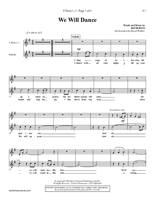 We Will Dance French Horn 1/2 (David Ruis)