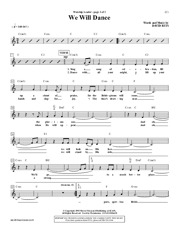 We Will Dance Lead Sheet (David Ruis)