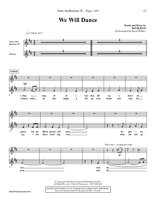 We Will Dance Tenor Sax/Baritone T.C. (David Ruis)