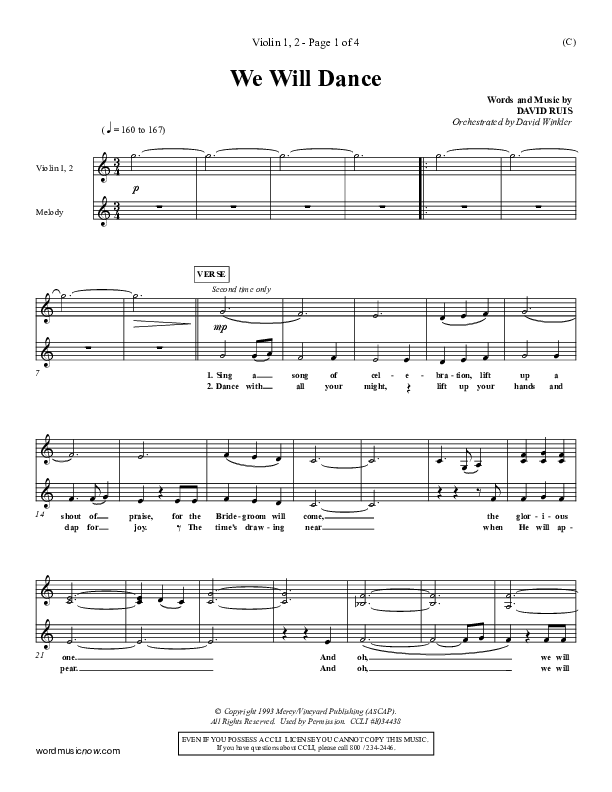 We Will Dance Violin 1/2 (David Ruis)