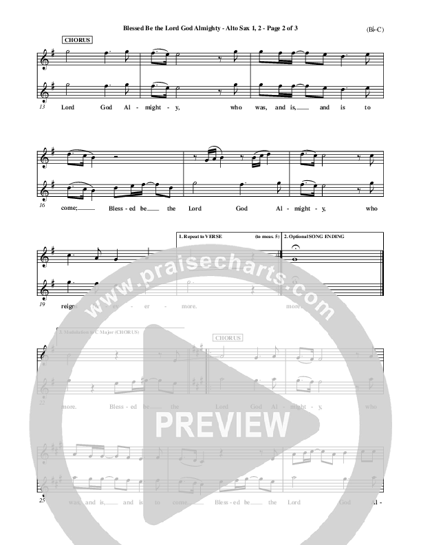 Blessed Be The Lord God Almighty Alto Sax 1/2 (Bob Fitts)