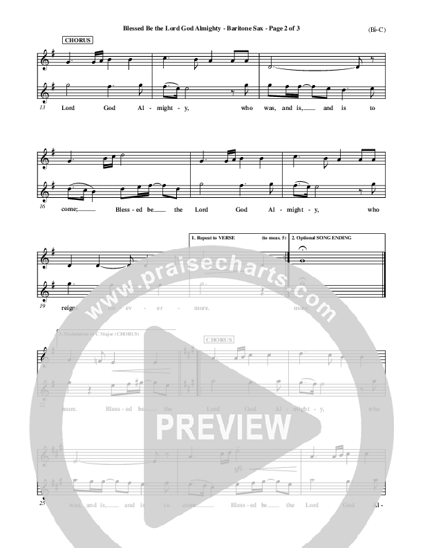 Blessed Be The Lord God Almighty Bari Sax (Bob Fitts)