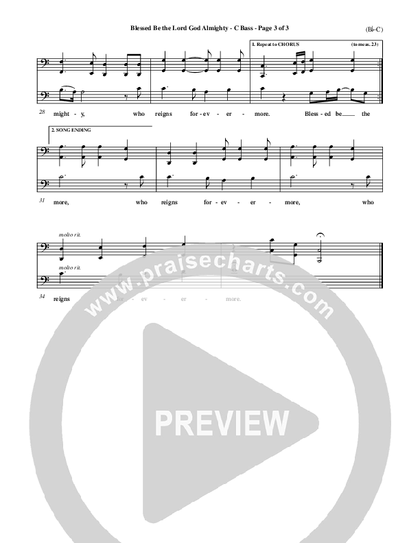 Blessed Be The Lord God Almighty Contrabass (Bob Fitts)