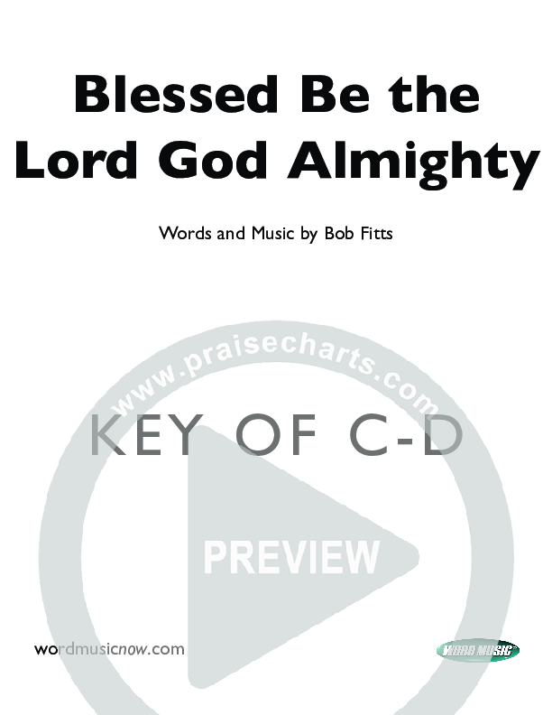 Blessed Be The Lord God Almighty Cover Sheet (Bob Fitts)