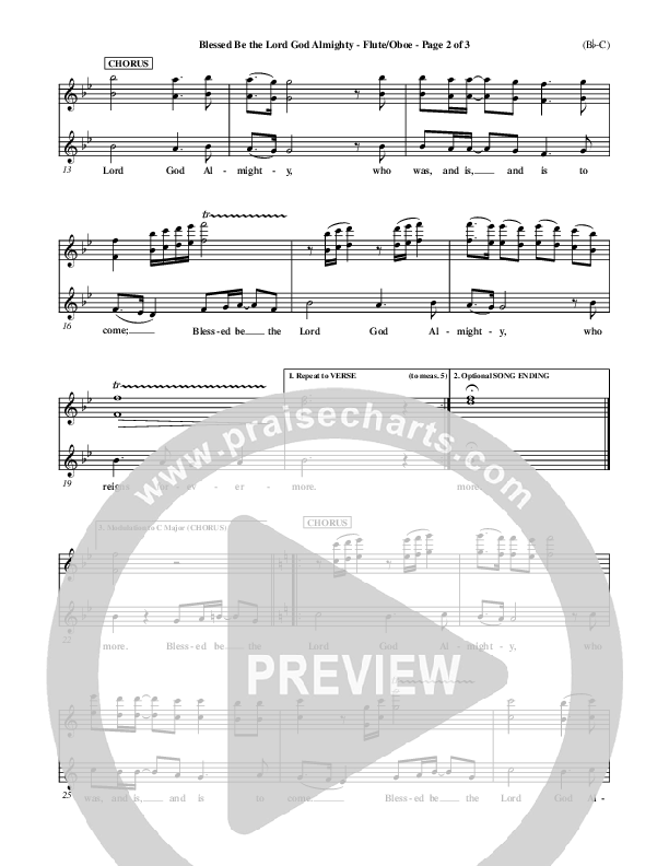 Blessed Be The Lord God Almighty Flute/Oboe (Bob Fitts)