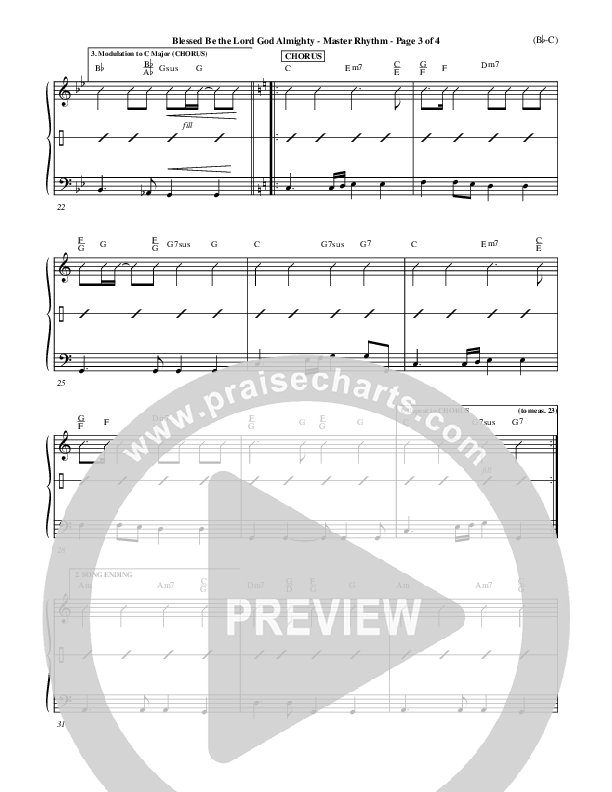 Blessed Be The Lord God Almighty Rhythm Chart (Bob Fitts)