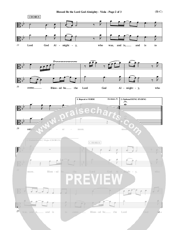 Blessed Be The Lord God Almighty Viola (Bob Fitts)