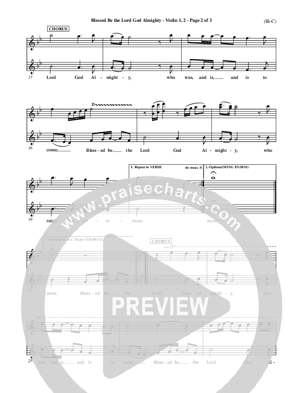 Blessed Be The Lord God Almighty Violin 1/2 (Bob Fitts)